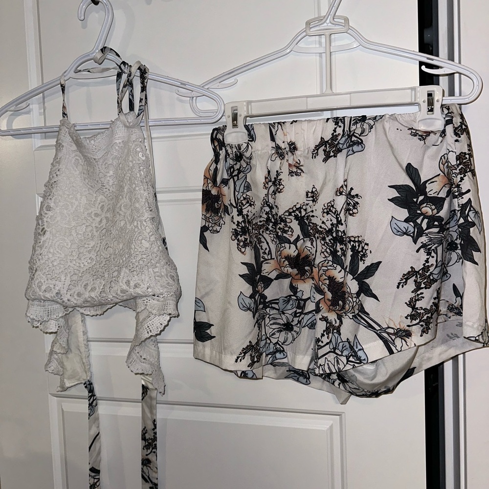 Zaful 2 piece set halter shorts